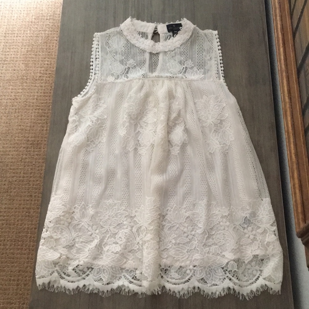 EUC Cream High Neck Lace Blouse